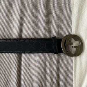 Authentic GUCCI Monogram/Leather Belt